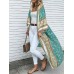 Bohemian Floral Print Loose Open Front Long Sleeve Cardigan