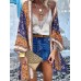 Floral Print Bohemian Open Front Long Sleeve Holiday Cardigan