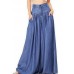 Blue Boho Wide Leg Pants For Women