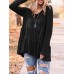 Women Solid Color V  neck Long Sleeve Daily Casual T  shirt