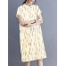 Striped Button Pocket Lapel Short Sleeve Casual Shirt Dress