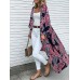 Geo Print Loose Open Front Long Sleeve Bohemian Cardigan