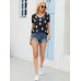 Short Sleeve Floral Print V  Neck Summer Regular Fit T  Shirt