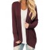 Women Solid Color Patchwork Long Sleeve Automn Winter Casual Sweater