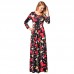 Women Christmas Snowflake Printing Pattern Long Sleeves Dress Skirt