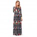 Women Christmas Heart Printing Pattern Long Sleeves Dress Skirt