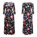 Women Christmas Bubble Printing Pattern Long Sleeves Dress Skirt