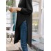 Solid Irregular Hem Slit Long Sleeve Crew Neck Long T  shirt